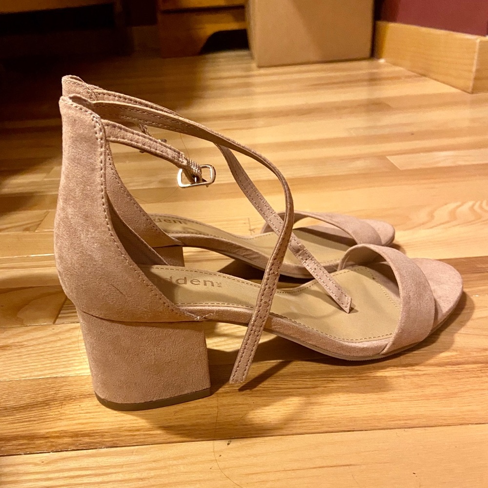 Tan Block-Heel Sandals